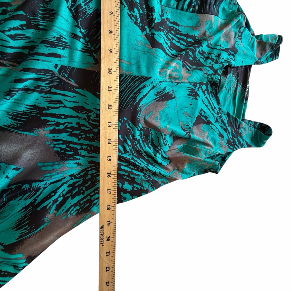 Papa Vancouver Vibrant Teal and Black Sleeveless Tropical Print Dress-Size Small - Picture 3 of 11